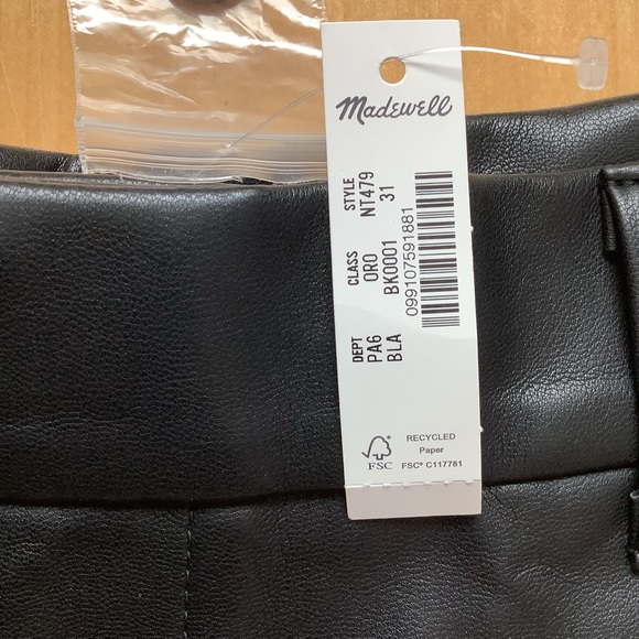 NWT Madewell Easy Pleated Trouser Shorts Faux Leather 31 Black - Picture 6 of 10